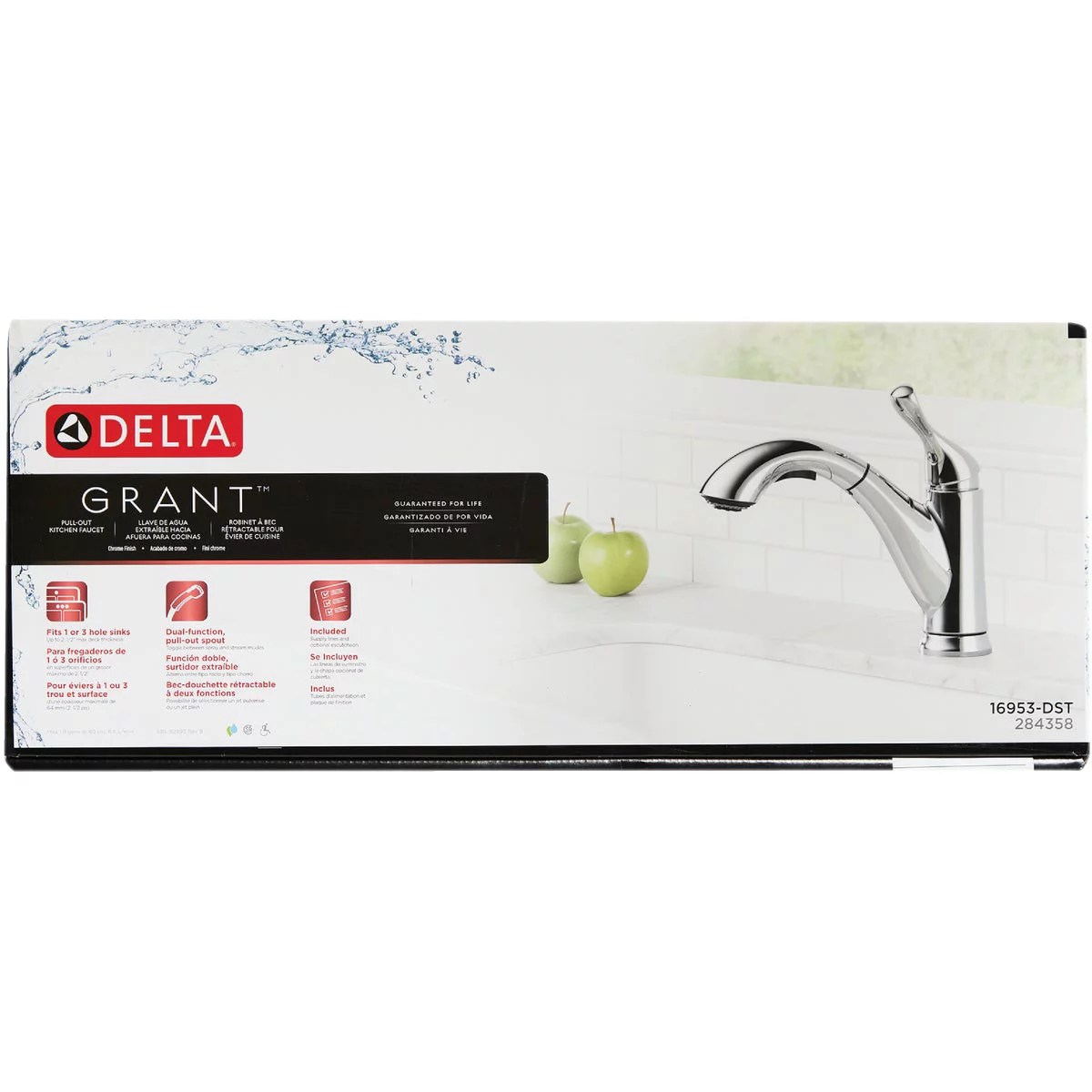 Delta Grant 1Handle Lever PullOut Kitchen Faucet, Chrome Do it Best