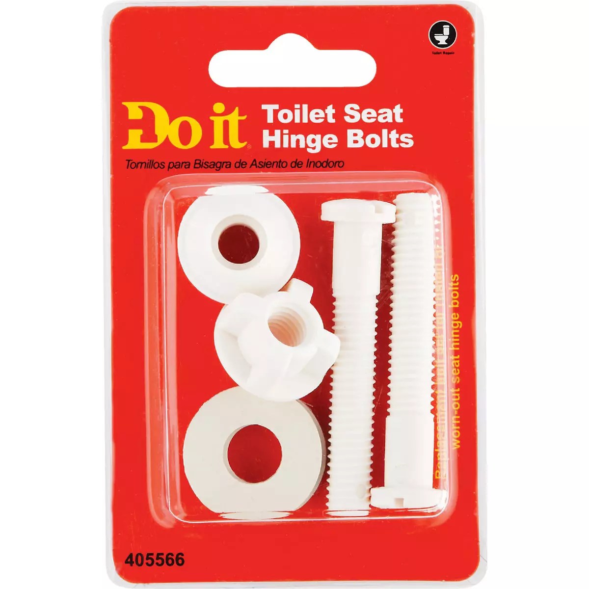 Do it 21/2" x 3/8" White NonRusting Plastic Toilet Seat Hinge Bolt