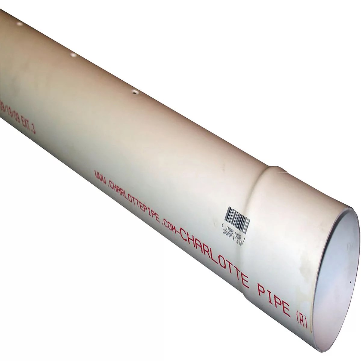 Charlotte Pipe 4 In. x 10 Ft. Perforated PVC Drain and Sewer Pipe