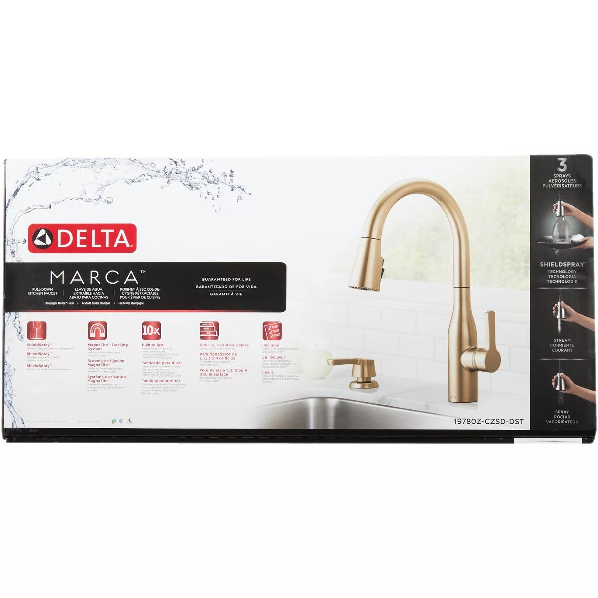 Delta Marca 1Handle PullDown Kitchen Faucet with Soap Dispenser