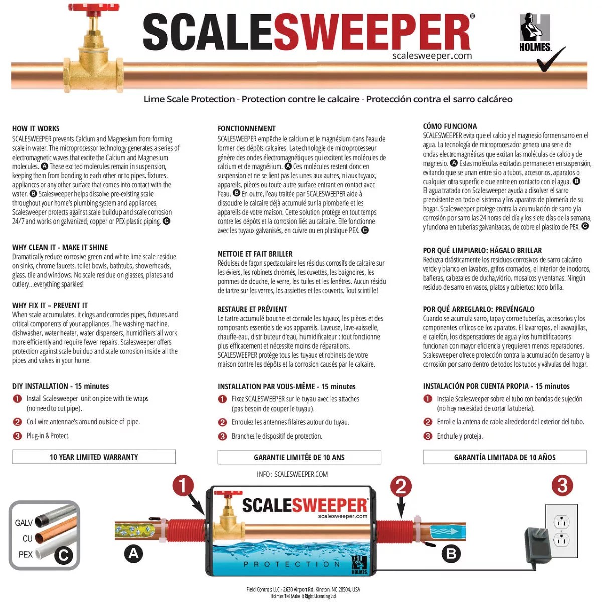 Scalesweeper Electronic Hard Water Conditioner & Water Descaler Do it