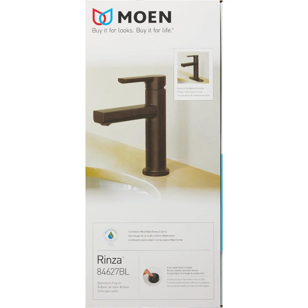 Moen Rinza 1Handle Lever Centerset Bathroom Faucet, Matte Black Do