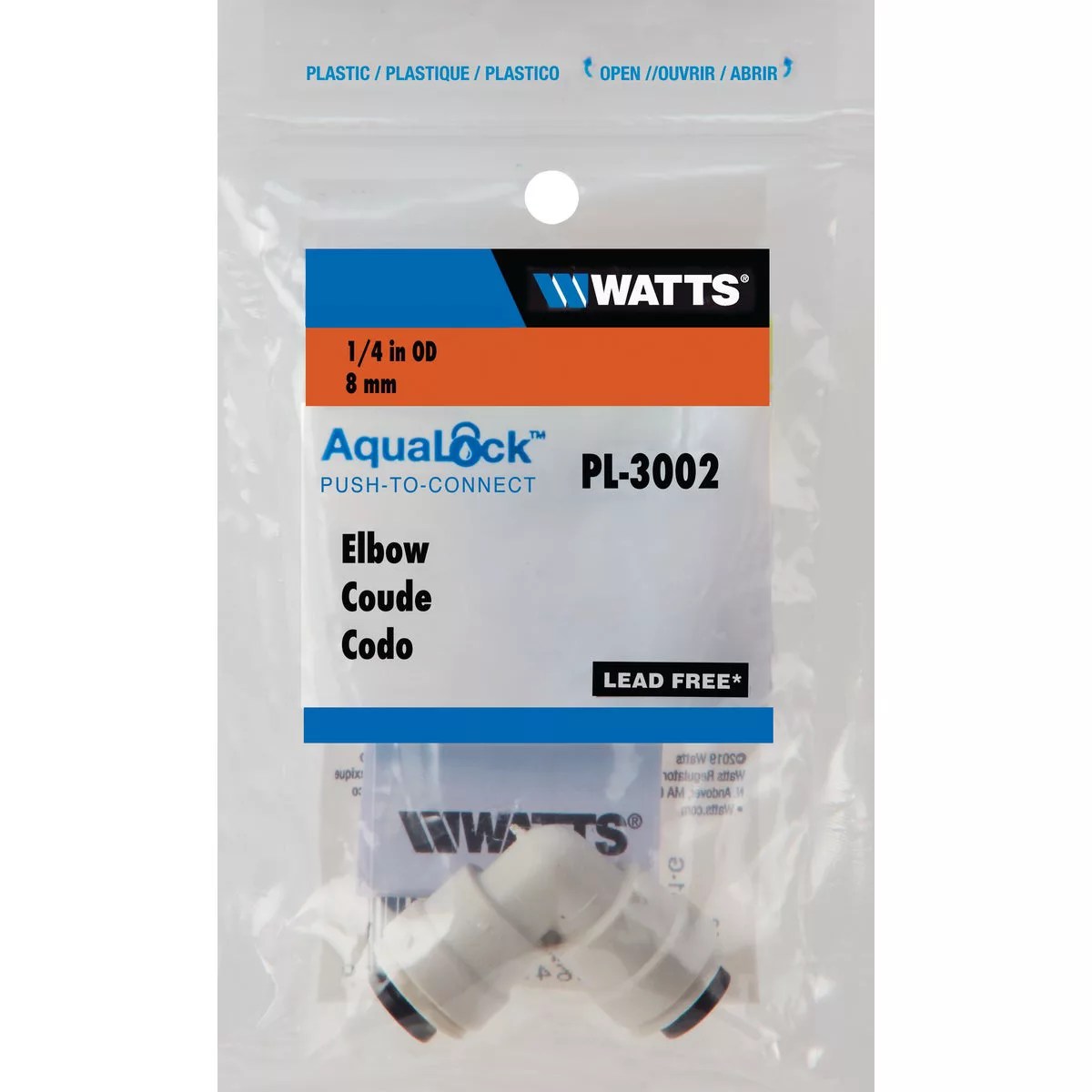 Watts Aqualock 1/4 In. x 1/4 In. PushtoConnect Plastic Coupling Do