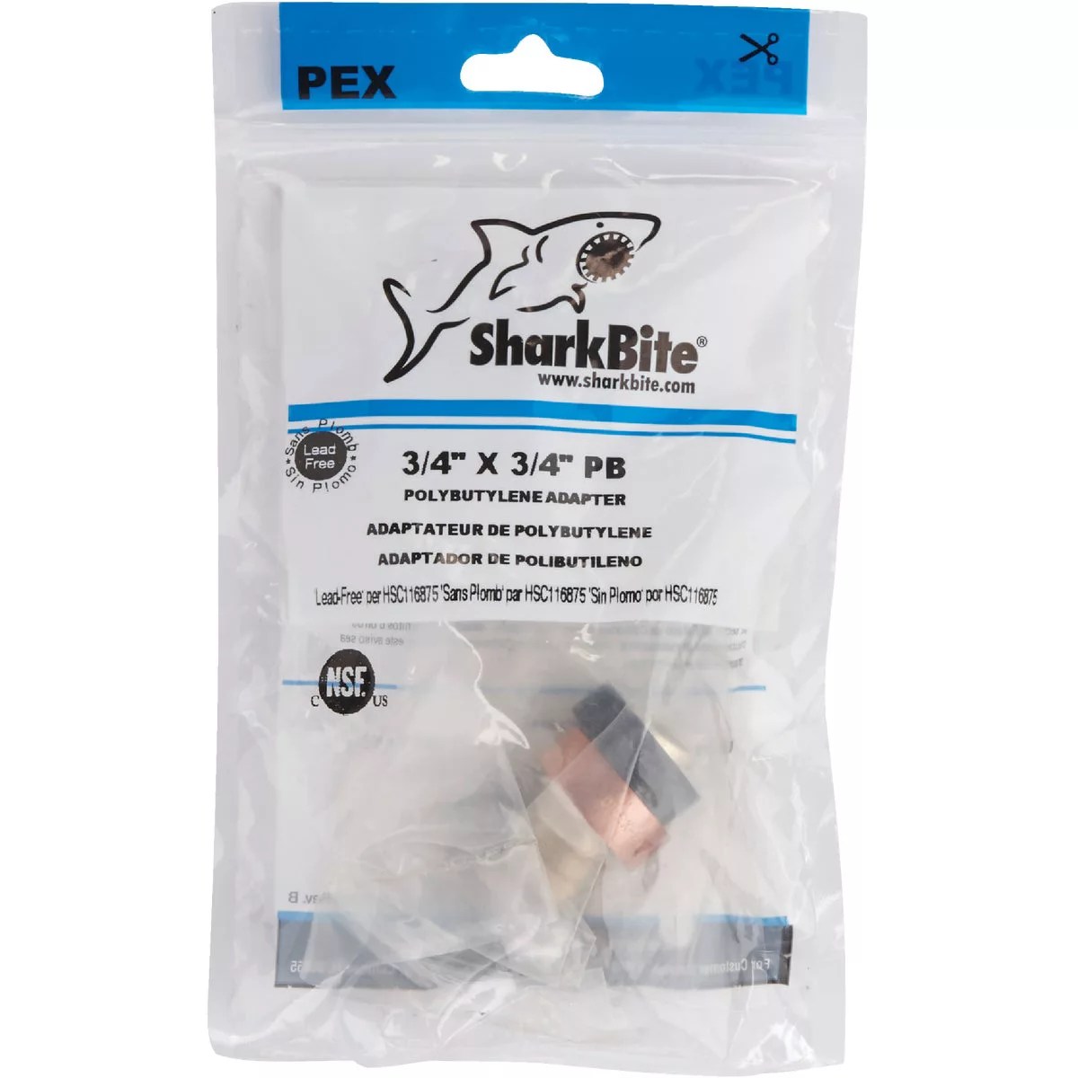 SharkBite Crimp Transition Low Lead 3/4 In. Polybutylene, Brass PEX
