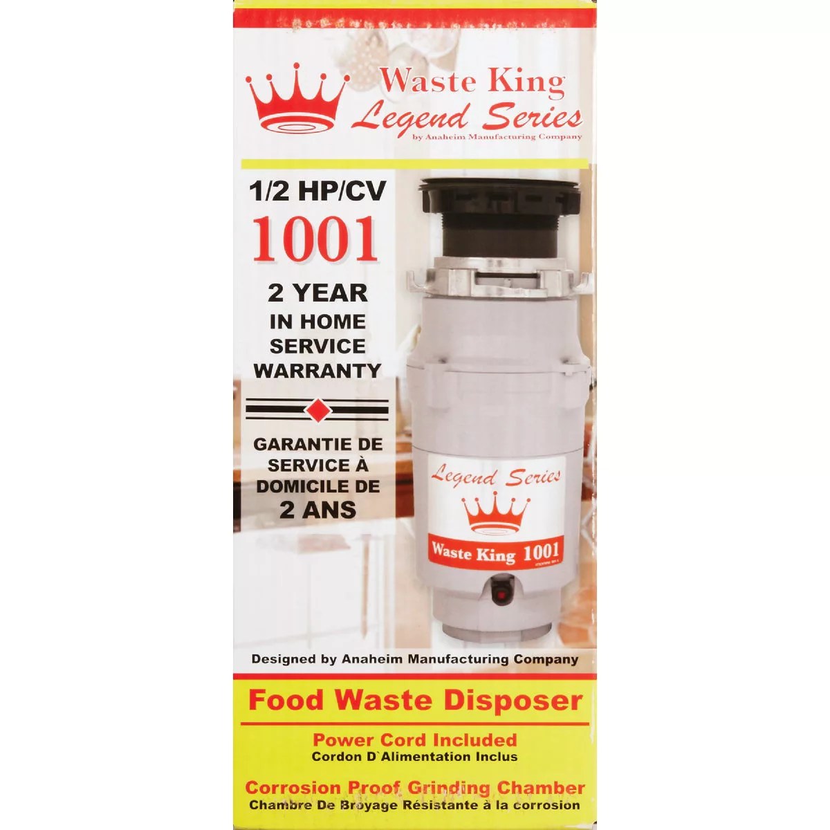 Waste King Legend Series 1/2 HP Garbage Disposer, 2 Year Warranty Do