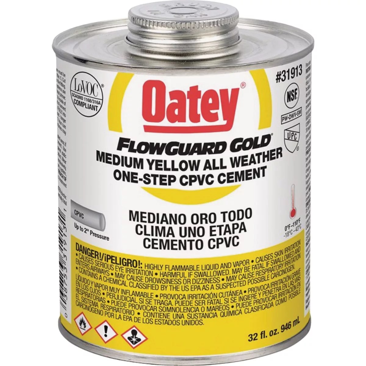 Oatey FlowGuard Gold 32 Oz. Medium Bodied Yellow All Weather OneStep