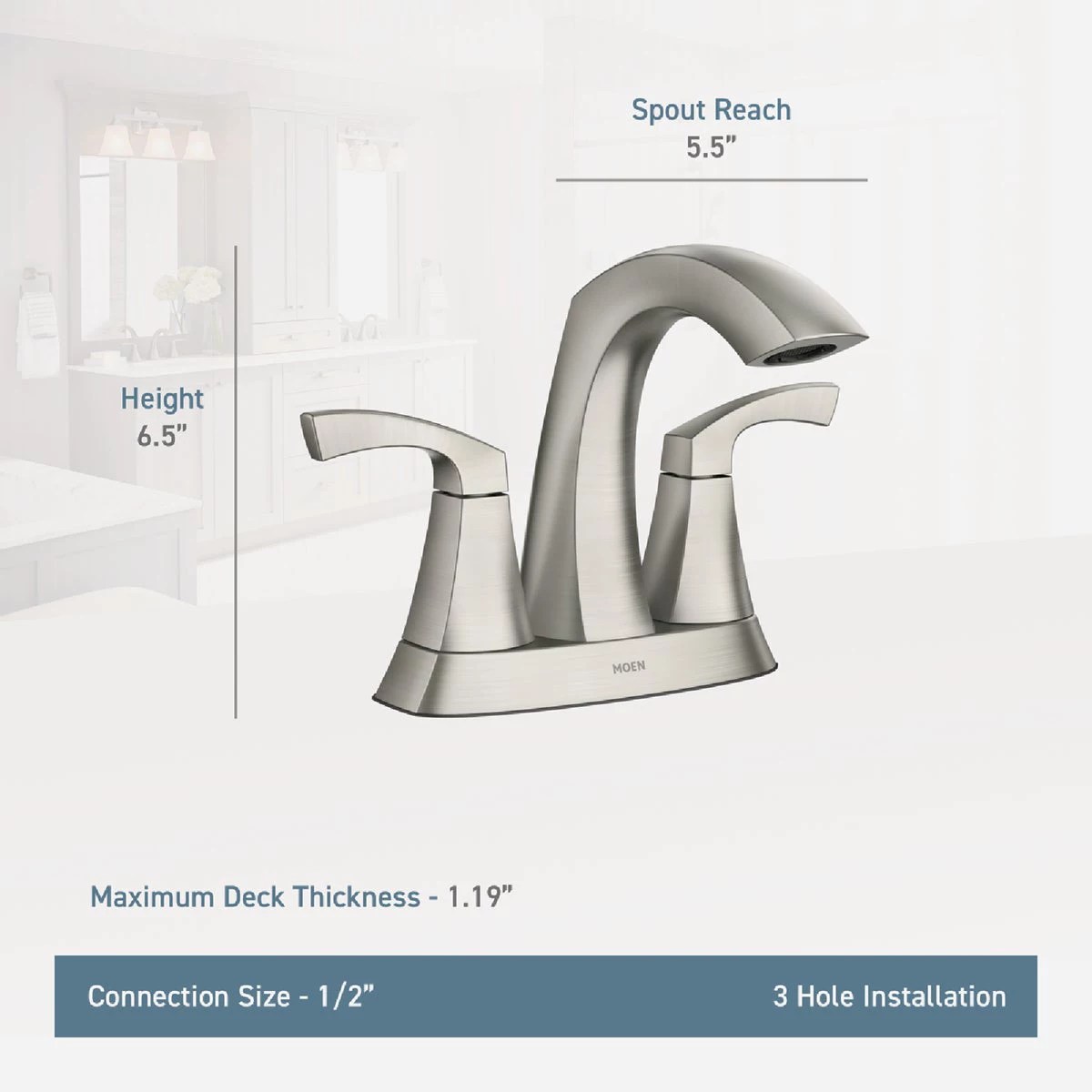 Moen Lindor 2Handle Lever Centerset Bathroom Faucet, Spot Resist Brushed Nickel Do it Best