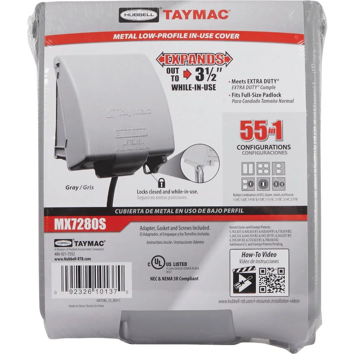 TayMac 2Gang Vertical Mount Metallic InUse Low Profile Outdoor Outlet