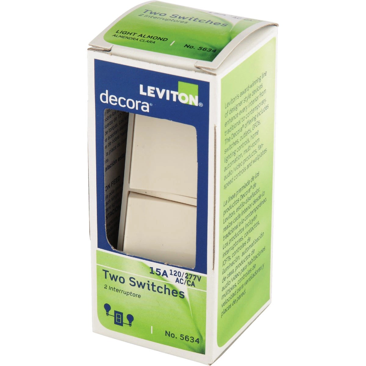 Leviton Single Pole Light Almond 15A Duplex Switch | Do it Best