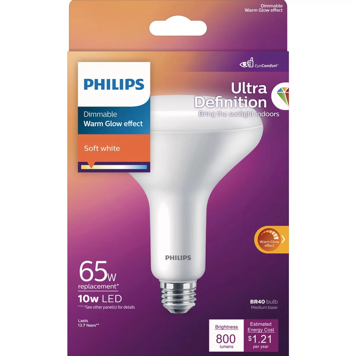 Philips Warm Glow Ultra Definition 65W Equivalent Soft White BR40