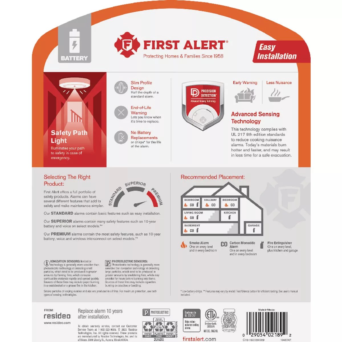 First Alert 10-Year Battery Photoelectric Smoke Alarm with Safety Path