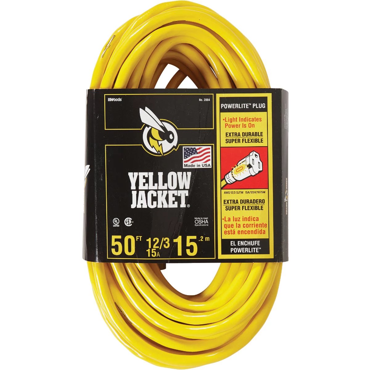 Yellow Jacket 50 Ft. 12/3 HeavyDuty Extension Cord w/Lighted End Do