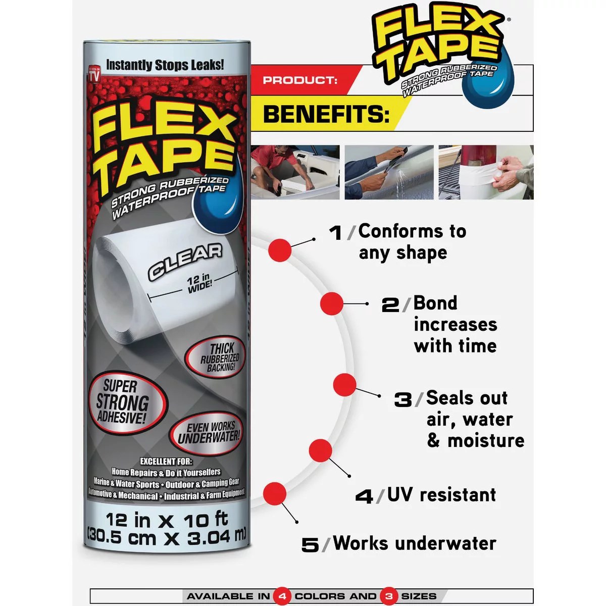 Flex Tape 8 In. x 5 Ft. Repair Tape, Black | Do it Best
