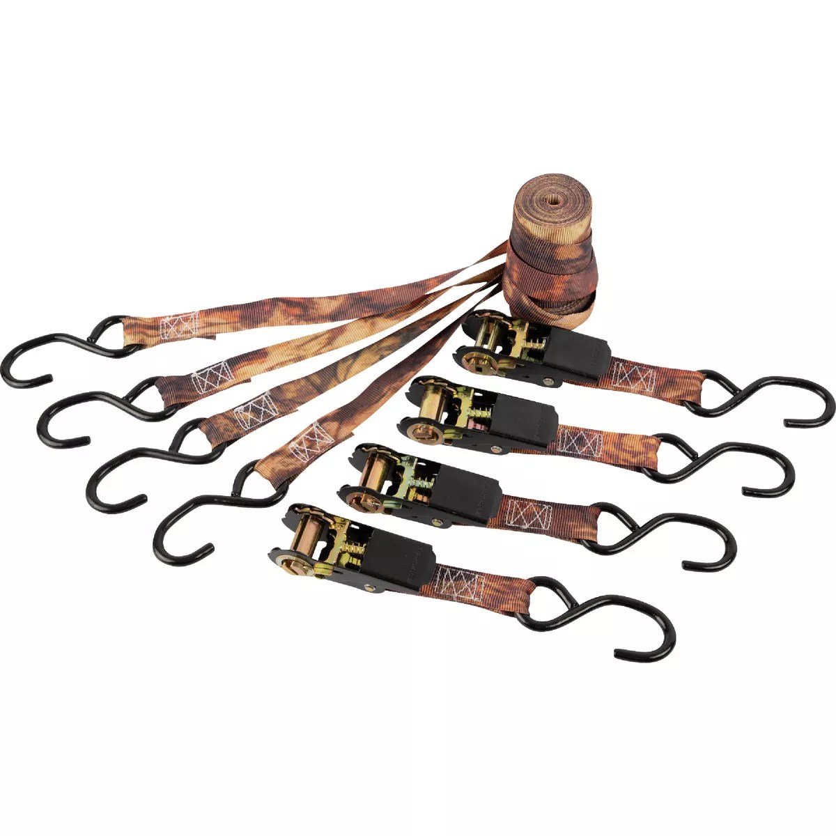 Erickson 1 In. x 10 Ft. Ratchet Tie Down Straps, Camouflage (4Pack