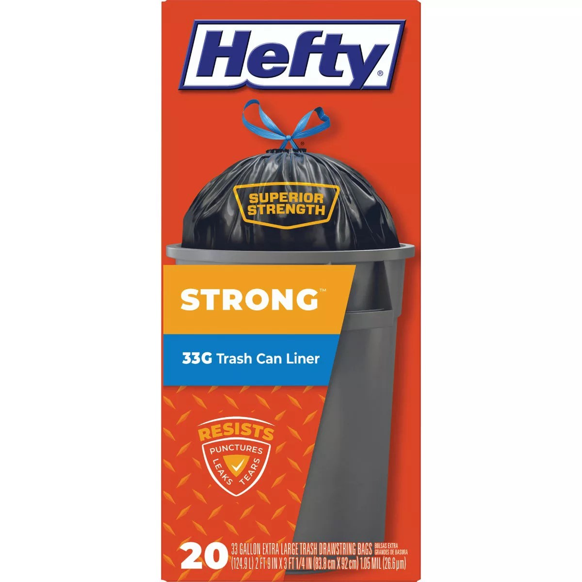Hefty Strong 33 Gal. Extra Large Black Trash Bag (20Count) Do it Best