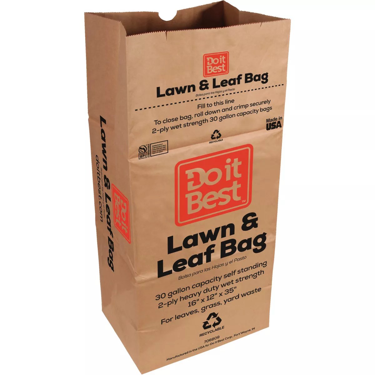 Do it Best 30 Gal. Natural Kraft Paper Yard Waste Lawn & Leaf Bag (5