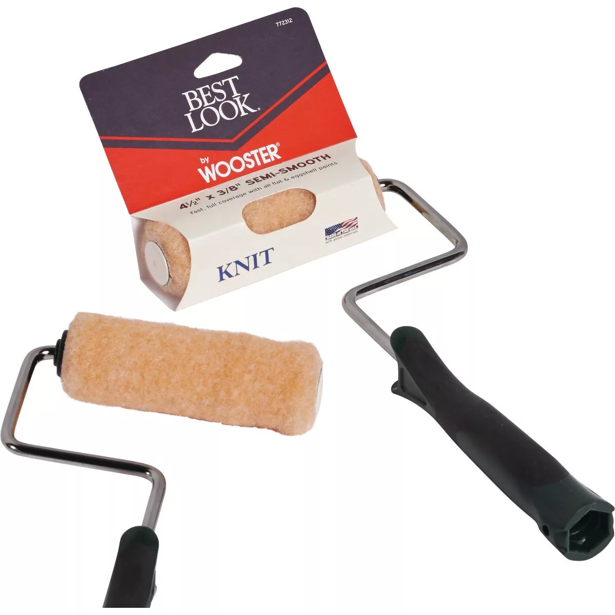 Best Look By Wooster 41/2 In. x 3/8 In. Mini Knit Paint Roller Cover & Frame Do it Best