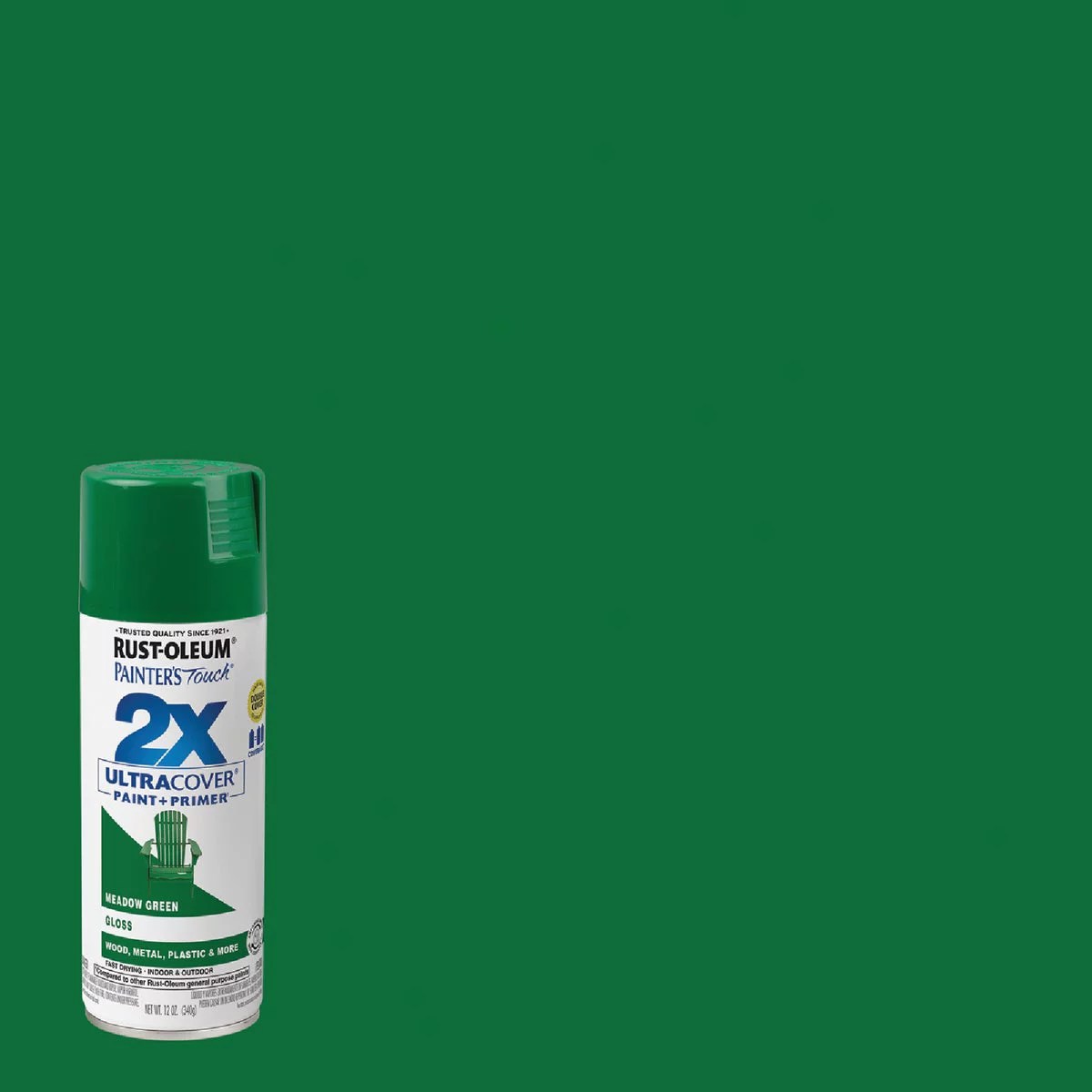 RustOleum Painter's Touch 2X Ultra Cover 12 Oz. Gloss Paint + Primer Spray Paint, Meadow Green