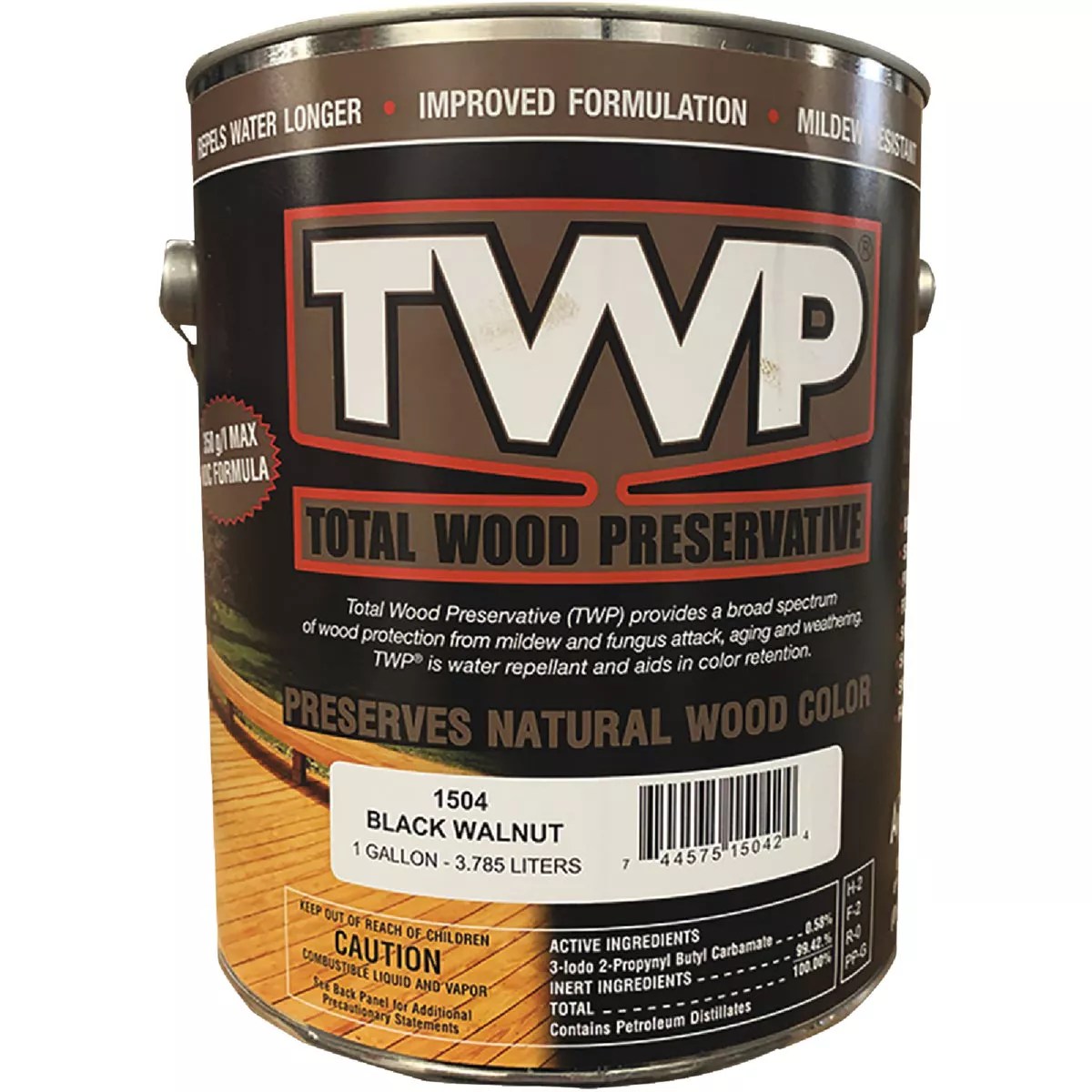 TWP1500 Series Low VOC Wood Preservative Deck Stain, Black Walnut, 1
