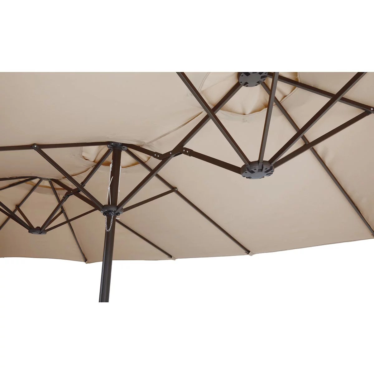 Outdoor Expressions Steel Crank Tan Double Patio Umbrella Do it Best