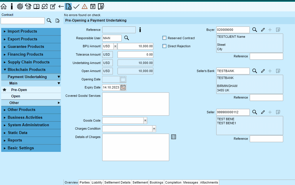 PreOpening a Payment Undertaking DOKASaaS Help & Support