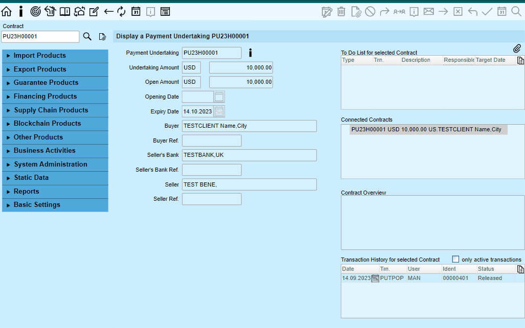 Opening a Payment Undertaking DOKASaaS Help & Support