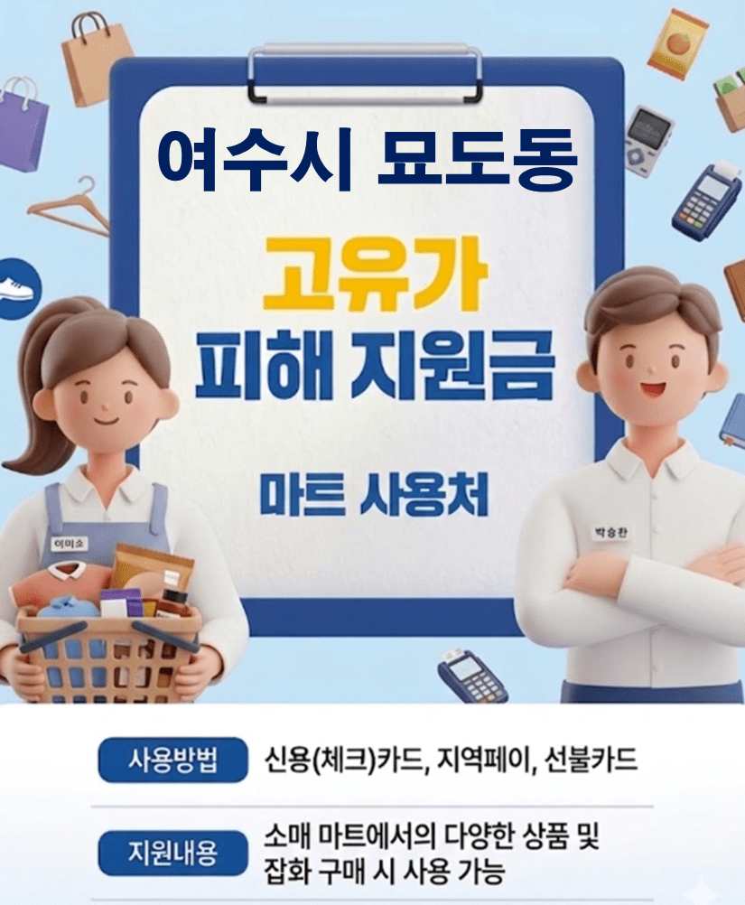 여수시 묘도동 고유가 피해지원금 사용 가능한 마트