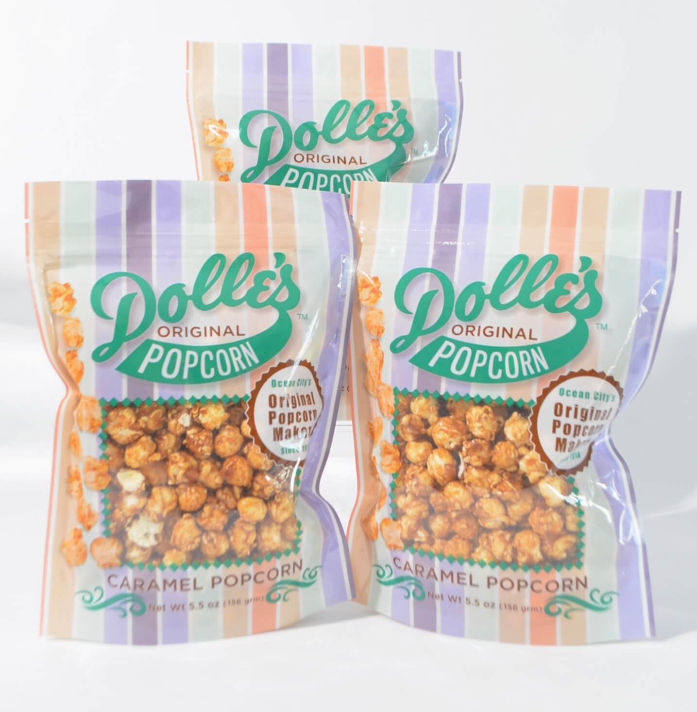 3 5.5oz Caramel Popcorn Bags Dolle's Candyland Ocean City, MD