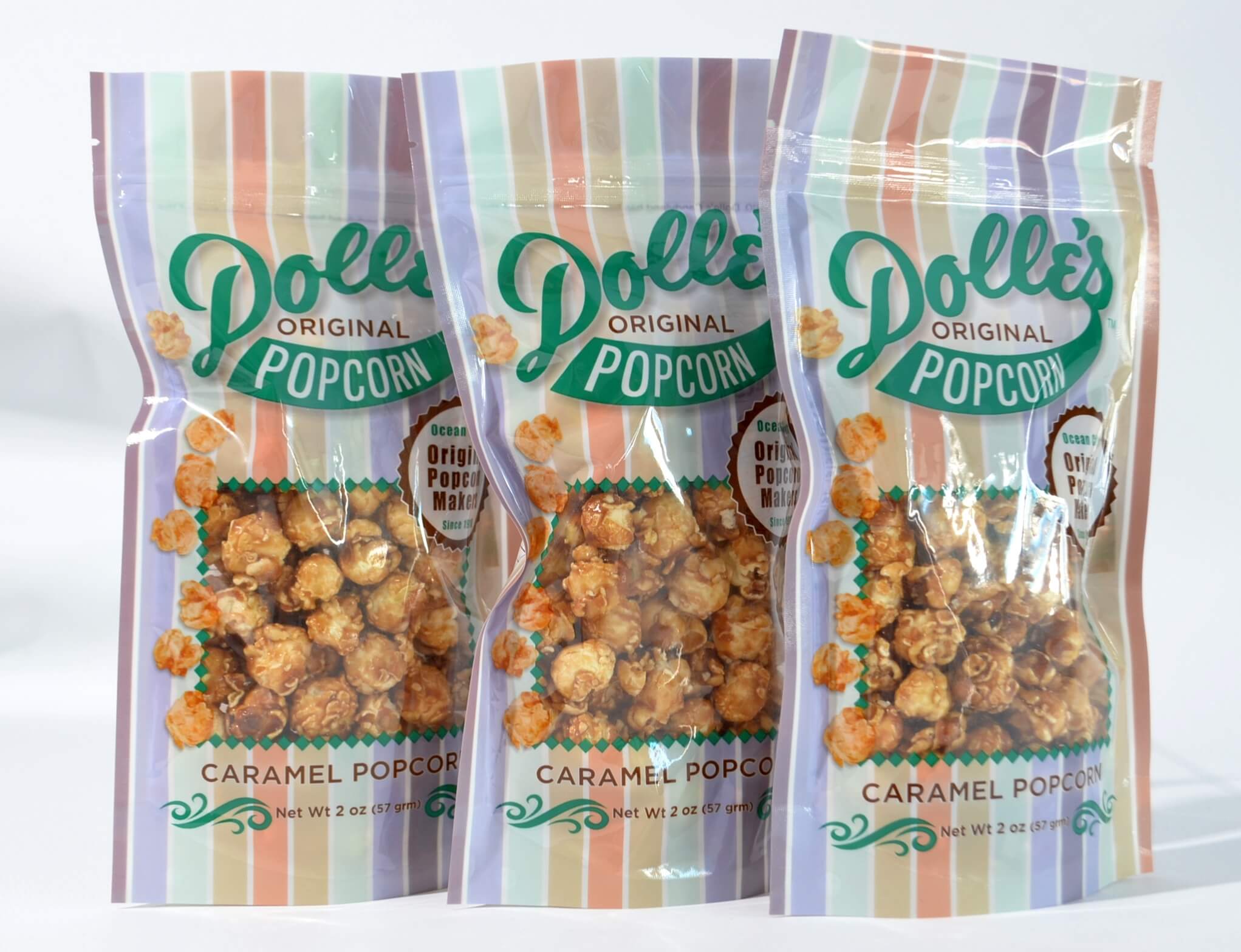 3 2 oz bags of Dolle's Caramel Popcorn Dolle's Candyland Ocean City, MD