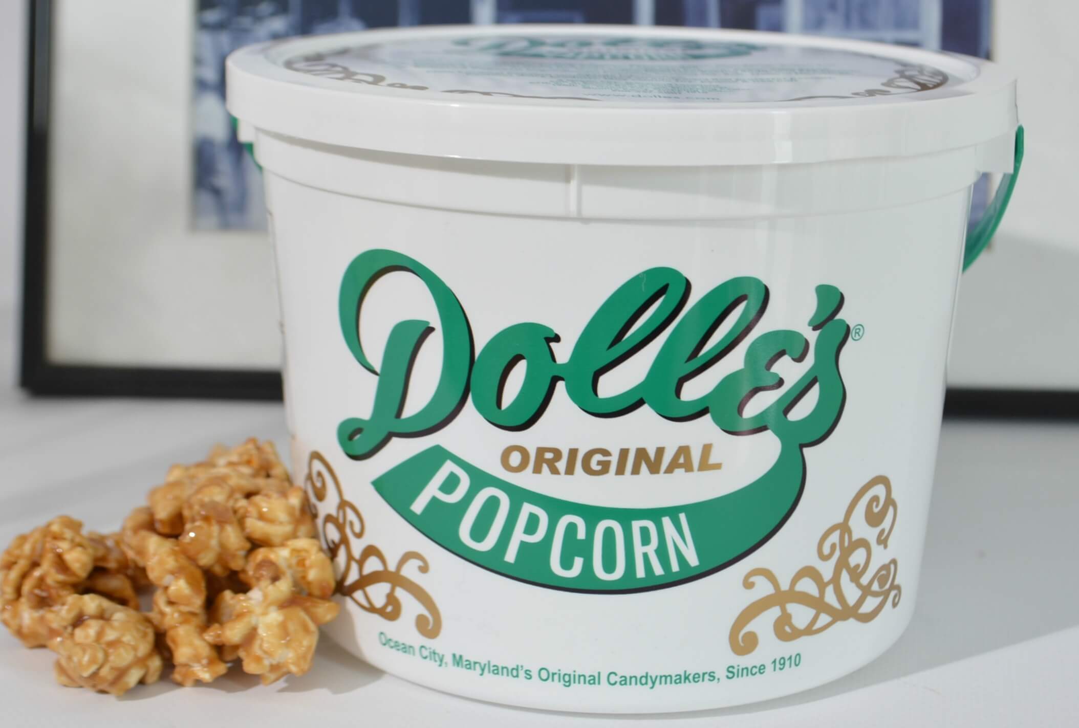 1/2 Gallon Tub filled with Dolle's® Popcorn Dolle's Candyland Ocean City, MD
