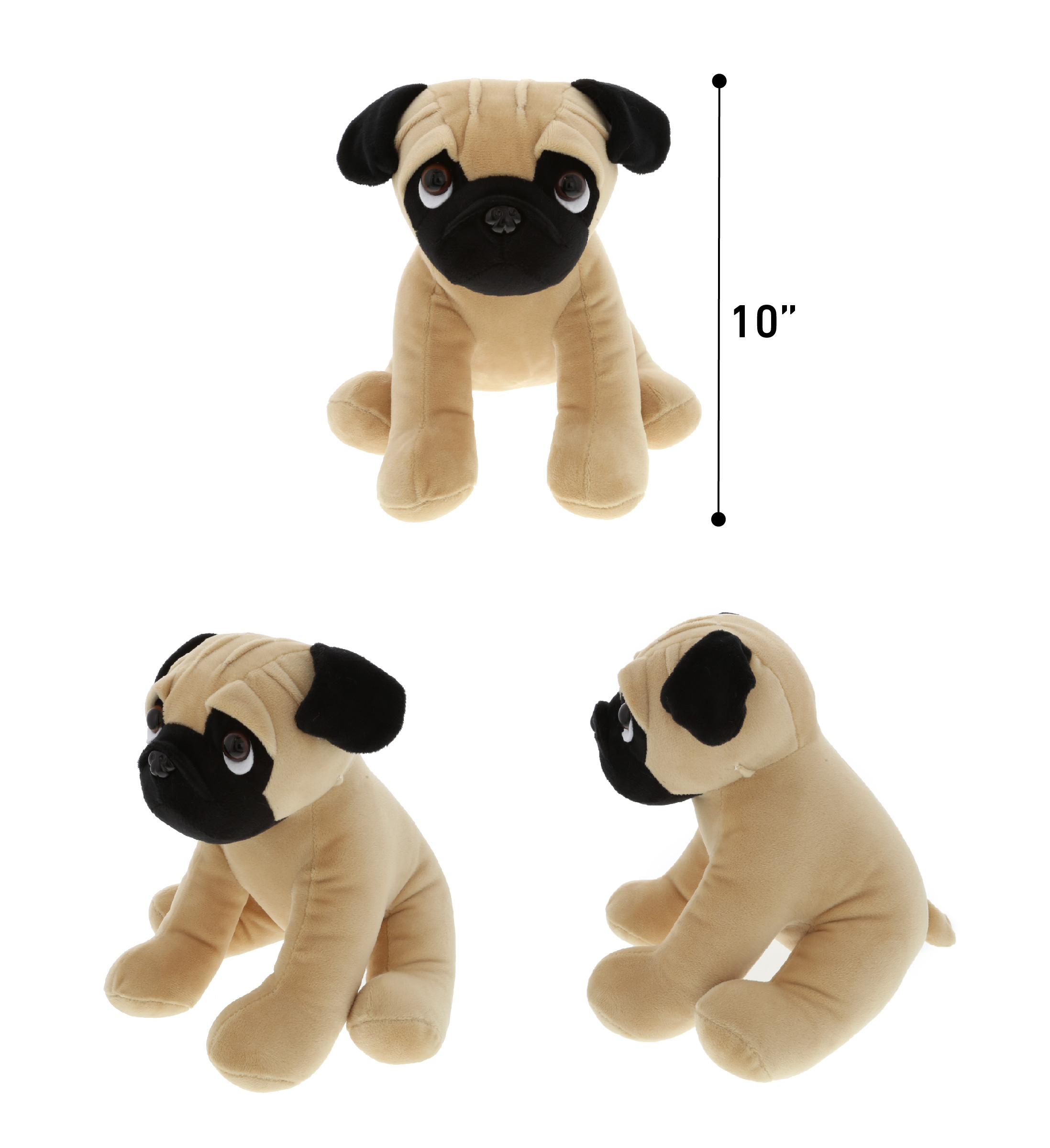 DolliBu Sitting Pug Stuffed Animal Dog Plush Toy, Kids & Adults