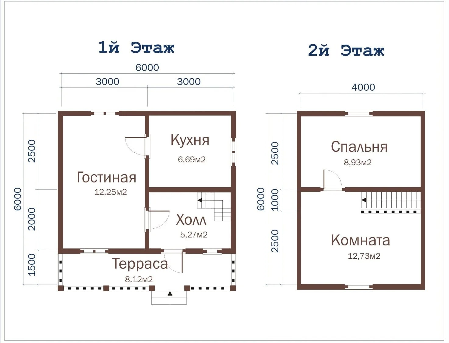 Проекты деревянных домов 6*6 2 этажа