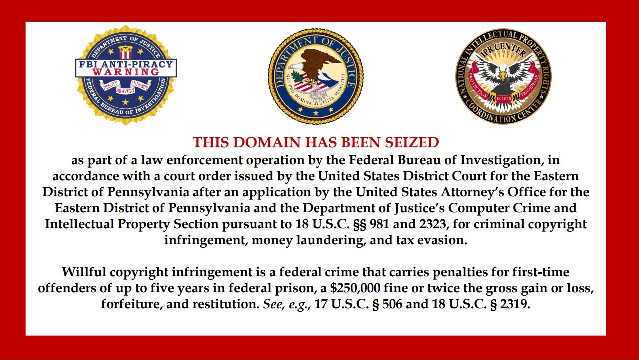 GearsServers The FBI takes over control of infringing domains and