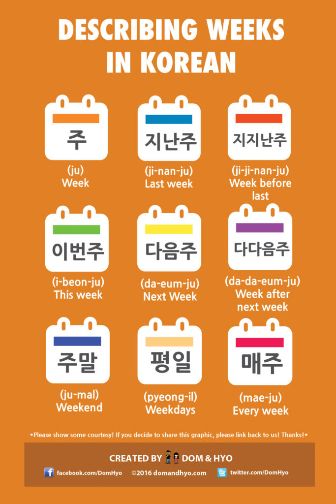 Vocabulary Describing Weeks in Korean Dom & Hyo Learn Korean with