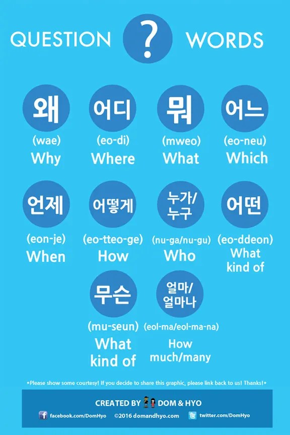 Korean Vocabulary Question Words Learn Korean with Fun & Colorful