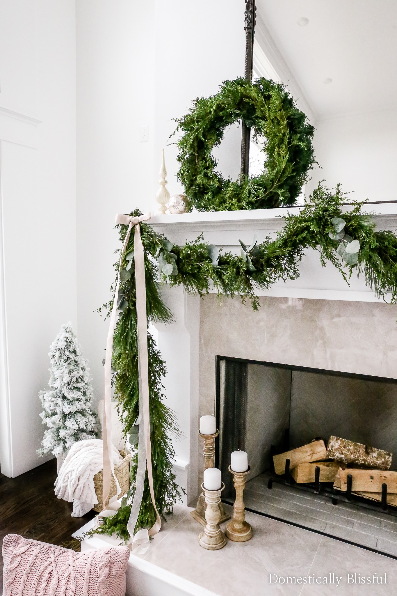 Evergreen Christmas Garland DIY Fresh Evergreen Garland Domestically Blissful