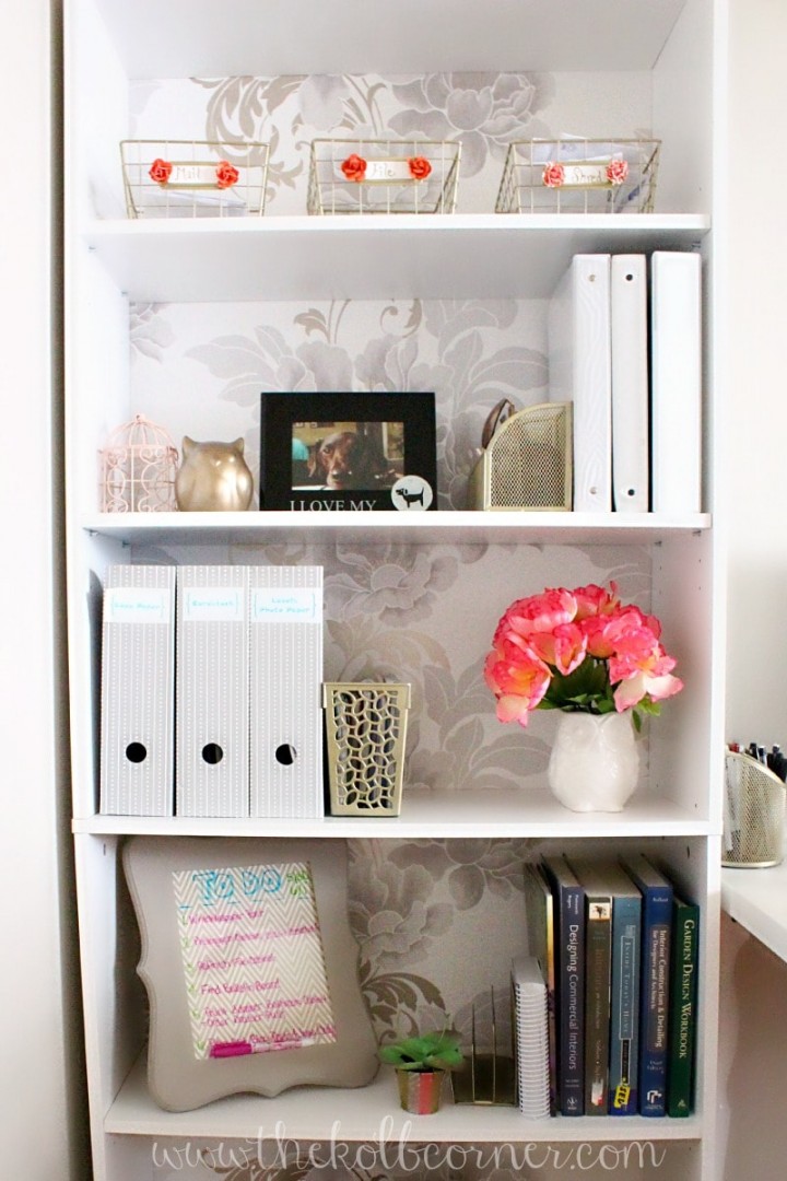 How to Wallpaper a Bookcase for a Chic New Look! Domestically Creative