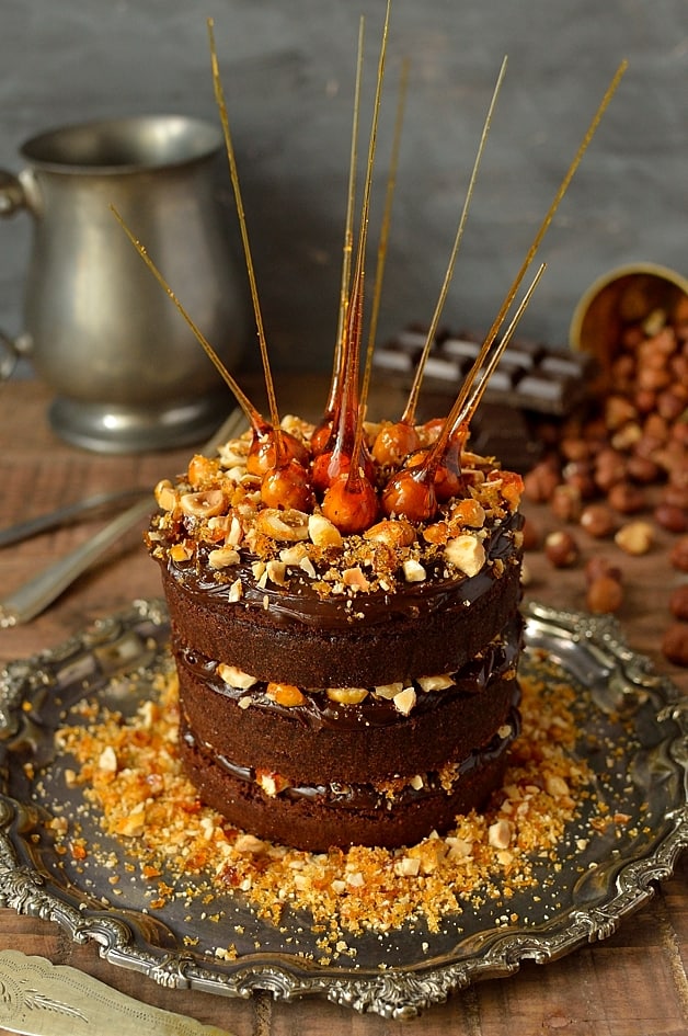 Mini Chocolate, Nutella Ganache & Hazelnut Praline Layer Cake Domestic Gothess