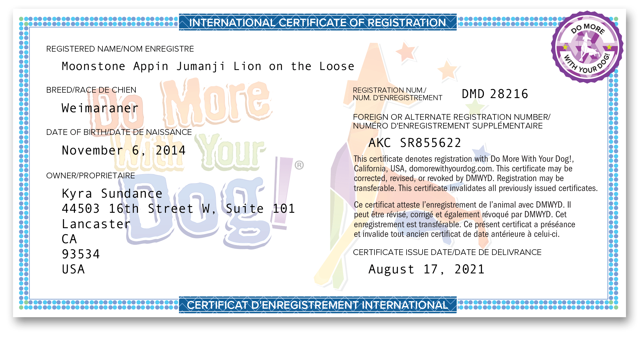 What Is A Dog Registration Certificate