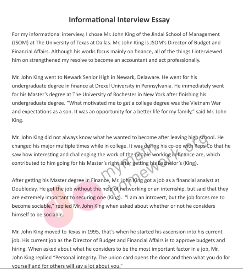 How To Write A Career Interview Essay DoMyMathHomework Blog