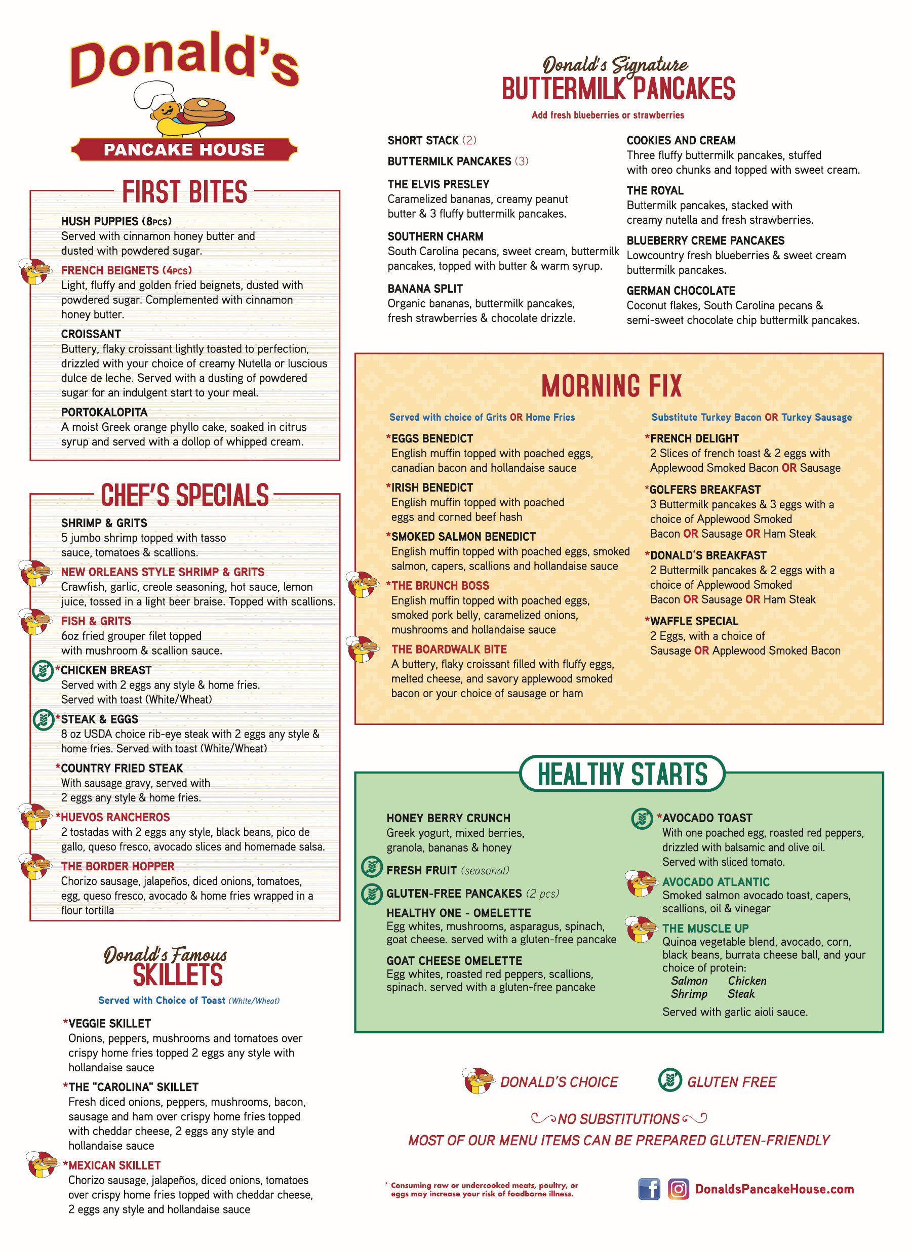Donald's Pancake House Myrtle Beach, SC Menu