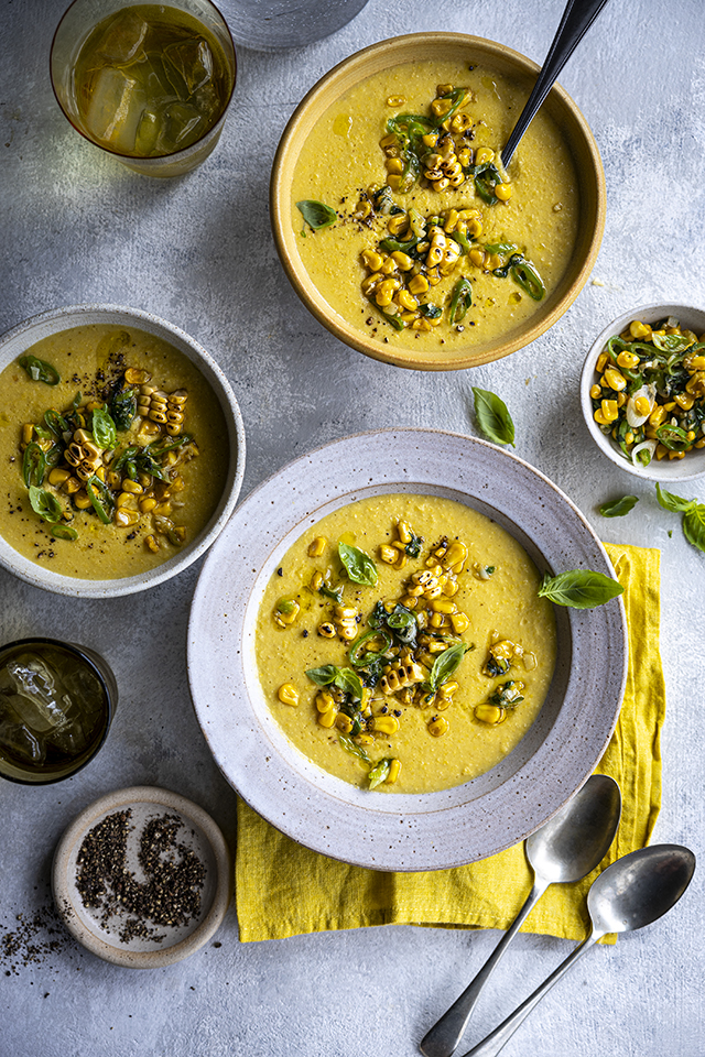 Basil & Sweetcorn Soup Donal Skehan EAT LIVE GO