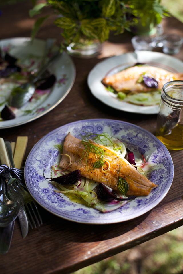 PanFried Trout with Roast Beetroot and Fennel Salad Donal Skehan