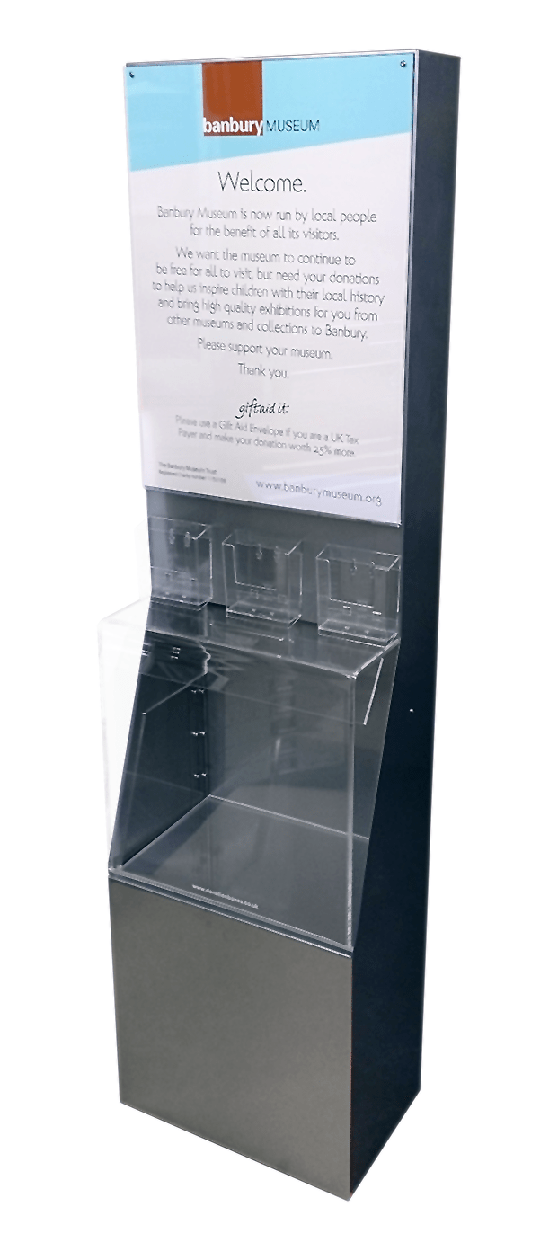 Tall Steel Donation Box with Clear Acrylic Front