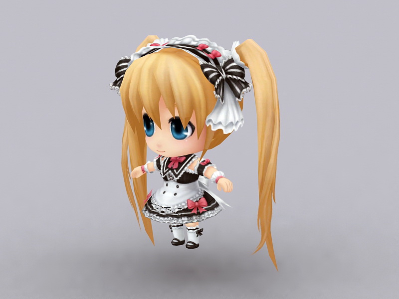 Anime Chibi Girl 3D model Download for Free