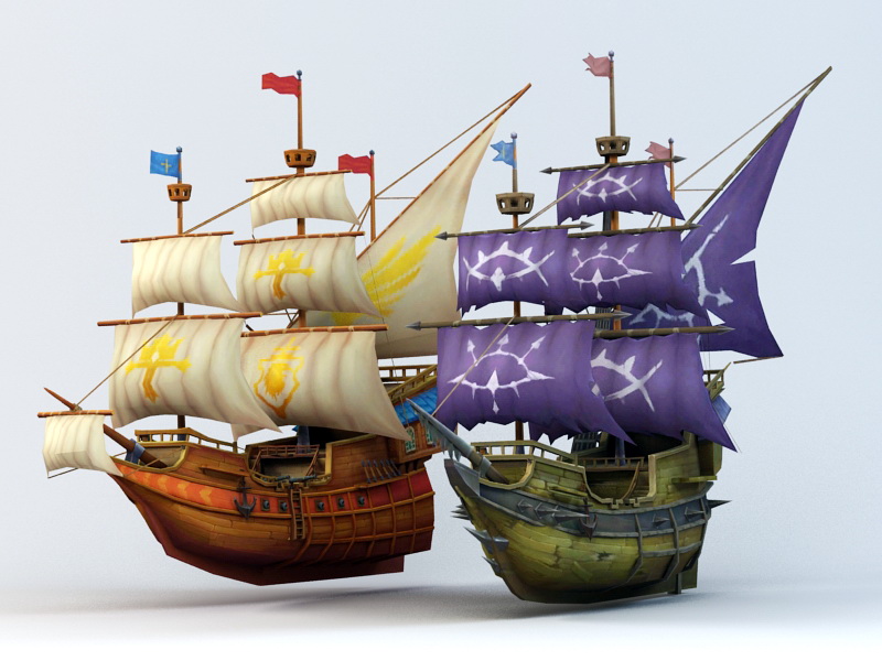 Anime Pirate Ship 3D model Download for Free
