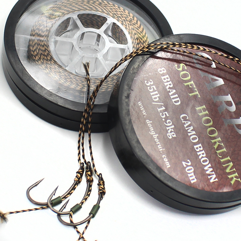 20m Carp Fishing Line Brown Soft Hook Link Carp Hooklink Uncoated Braid