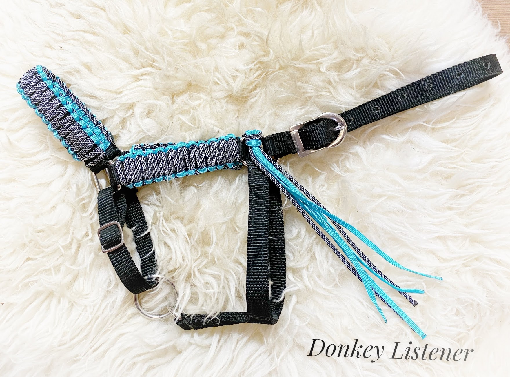 Donkey Halters Custom Made and Braided by artisian tack maker