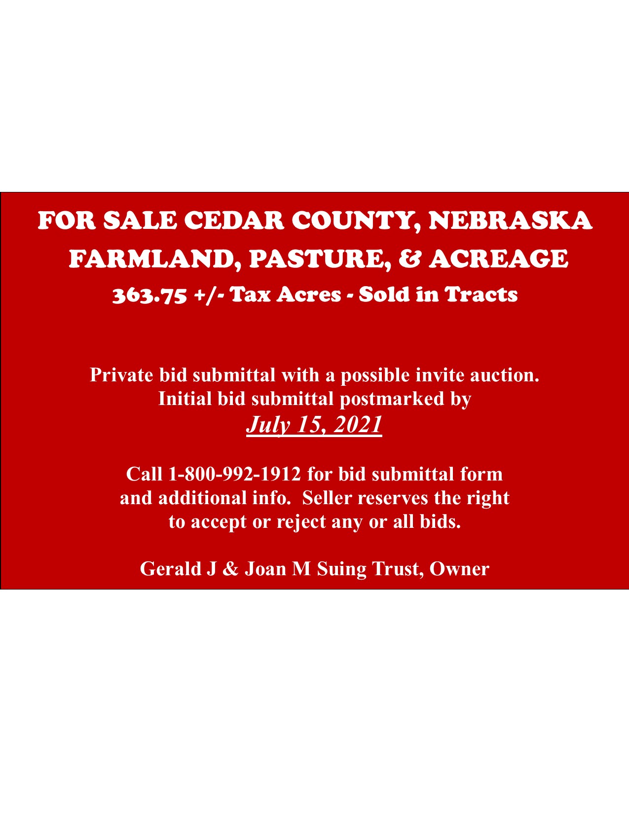 For Sale in Cedar County, NE Farmland, Pasture, and Acreage SOLD