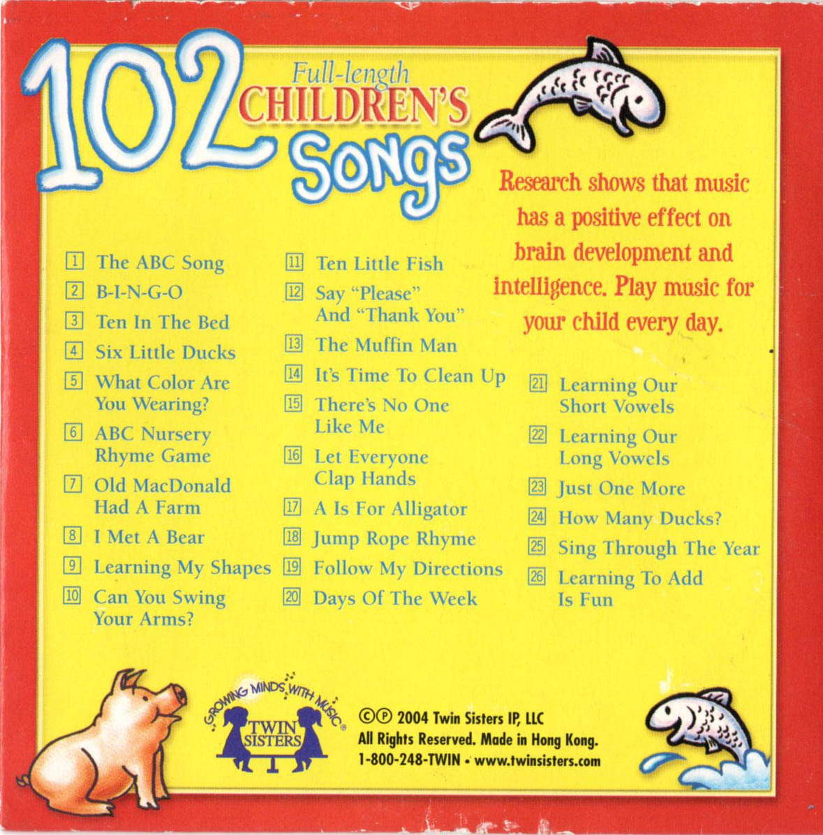 102 FULLLENGTH CHILDREN'S SONGS VOL. ONE Twin Sisters CD